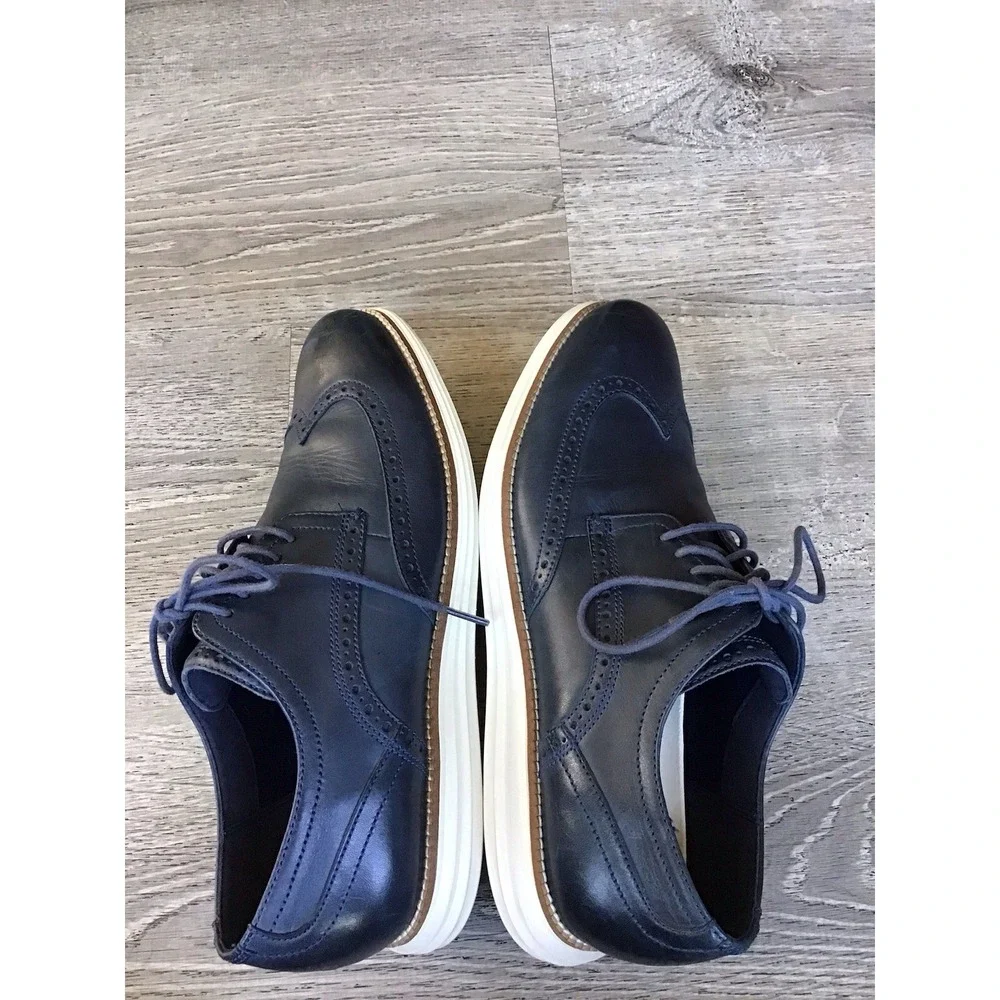 Cole Haan Zerogrand Men's 10 M Wing Ox Wingtip Oxford Blue Leather Shoes C30563
